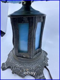 Vintage Blue Stained Glass Lamp Slag glass