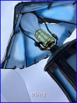 Vintage Blue Stained Glass Lamp Slag glass