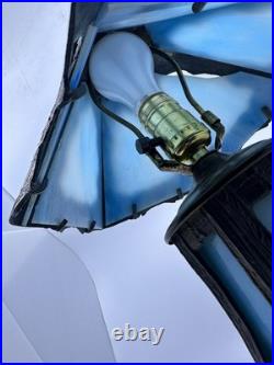 Vintage Blue Stained Glass Lamp Slag glass
