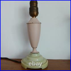 Vintage Boudoir Lamp Green Slag Glass Base Pink Metal Early Plug Rewire Untested Vintage Boudoir Lamp Green Slag Glass Base Pink Metal Early Plug Rewire Untested