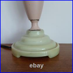 Vintage Boudoir Lamp Green Slag Glass Base Pink Metal Early Plug Rewire Untested Vintage Boudoir Lamp Green Slag Glass Base Pink Metal Early Plug Rewire Untested