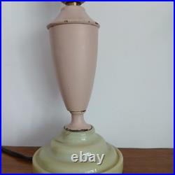 Vintage Boudoir Lamp Green Slag Glass Base Pink Metal Early Plug Rewire Untested Vintage Boudoir Lamp Green Slag Glass Base Pink Metal Early Plug Rewire Untested
