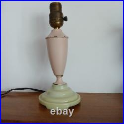 Vintage Boudoir Lamp Green Slag Glass Base Pink Metal Early Plug Rewire Untested