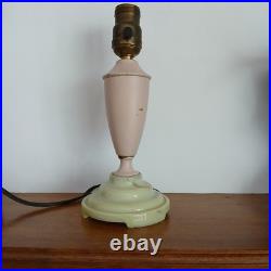 Vintage Boudoir Lamp Green Slag Glass Base Pink Metal Early Plug Rewire Untested Vintage Boudoir Lamp Green Slag Glass Base Pink Metal Early Plug Rewire Untested