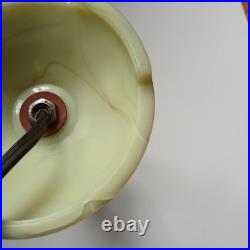 Vintage Boudoir Lamp Green Slag Glass Base Pink Metal Early Plug Rewire Untested