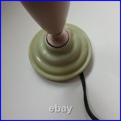 Vintage Boudoir Lamp Green Slag Glass Base Pink Metal Early Plug Rewire Untested Vintage Boudoir Lamp Green Slag Glass Base Pink Metal Early Plug Rewire Untested
