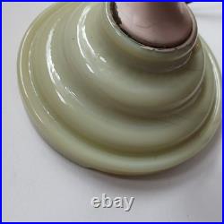 Vintage Boudoir Lamp Green Slag Glass Base Pink Metal Early Plug Rewire Untested
