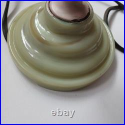 Vintage Boudoir Lamp Green Slag Glass Base Pink Metal Early Plug Rewire Untested