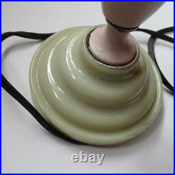 Vintage Boudoir Lamp Green Slag Glass Base Pink Metal Early Plug Rewire Untested Vintage Boudoir Lamp Green Slag Glass Base Pink Metal Early Plug Rewire Untested