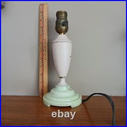 Vintage Boudoir Lamp Green Slag Glass Base Pink Metal Early Plug Rewire Untested Vintage Boudoir Lamp Green Slag Glass Base Pink Metal Early Plug Rewire Untested