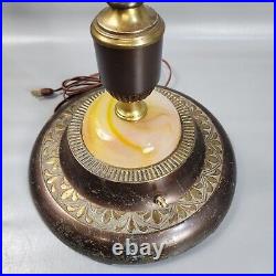 Vintage Brass Slag Glass Floor Lamp Agate 5 Lights Milk Glass Shade Ever Brite