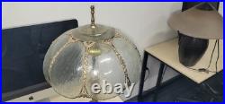 Vintage Brass Slag Glass Table Lamp Art Nouveau / Tiffany Style