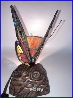 Vintage Butterfly Lamp Slag Glass Colorful Tested Works Great Clean
