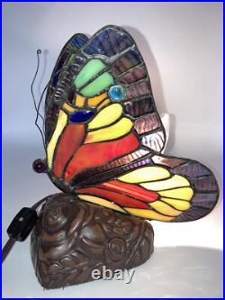 Vintage Butterfly Lamp Slag Glass Colorful Tested Works Great Clean