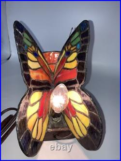 Vintage Butterfly Lamp Slag Glass Colorful Tested Works Great Clean