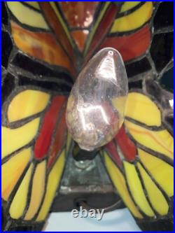 Vintage Butterfly Lamp Slag Glass Colorful Tested Works Great Clean