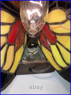 Vintage Butterfly Lamp Slag Glass Colorful Tested Works Great Clean