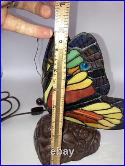 Vintage Butterfly Lamp Slag Glass Colorful Tested Works Great Clean