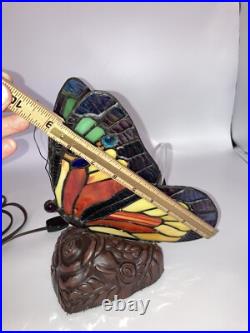 Vintage Butterfly Lamp Slag Glass Colorful Tested Works Great Clean
