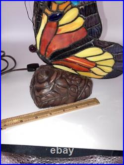 Vintage Butterfly Lamp Slag Glass Colorful Tested Works Great Clean