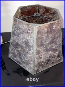 Vintage Caramel Slag Glass Table Lamp With Mica Replacement Shade