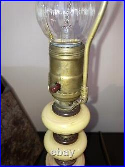 Vintage Caramel Slag Glass Table Lamp With Mica Replacement Shade