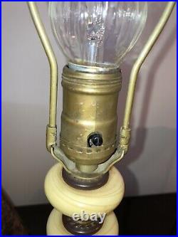 Vintage Caramel Slag Glass Table Lamp With Mica Replacement Shade