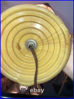 Vintage Caramel Slag Glass Table Lamp With Mica Replacement Shade