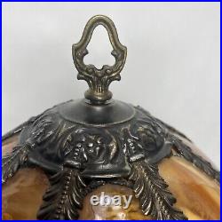 Vintage Caramel Slag Glass Tulip Boudoir Table Lamp-Lily Pad Base Vintage Caramel Slag Glass Tulip Boudoir Table Lamp-Lily Pad Base
