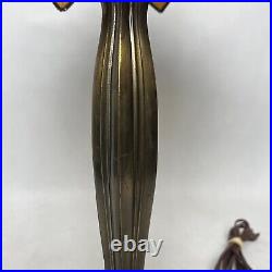 Vintage Caramel Slag Glass Tulip Boudoir Table Lamp-Lily Pad Base Vintage Caramel Slag Glass Tulip Boudoir Table Lamp-Lily Pad Base