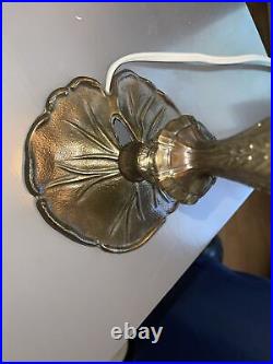 Vintage Caramel Slag Glass Tulip Boudoir Table Lamp-Lily Pad Base-NICE! -L@@K