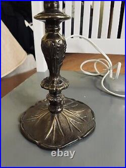 Vintage Caramel Slag Glass Tulip Boudoir Table Lamp-Lily Pad Base-NICE! -L@@K