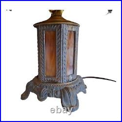 Vintage Caramel Slag Table Lamp Spelter Frame 3 Way, Whimsical Squirrels