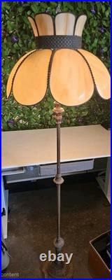 Vintage Cast Iron Slag Glass Floor Lamp