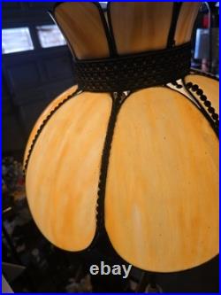 Vintage Cast Iron Slag Glass Floor Lamp