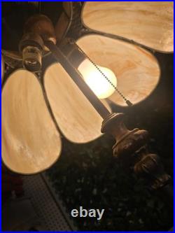 Vintage Cast Iron Slag Glass Floor Lamp