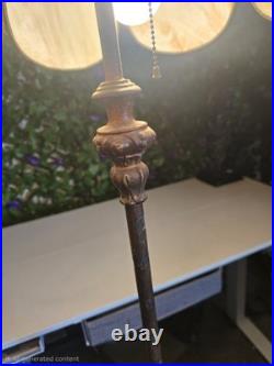 Vintage Cast Iron Slag Glass Floor Lamp
