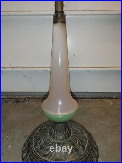 Vintage Cast Iron Slag Glass Ornate Standing Floor Lamp Arm Lamp 1930s