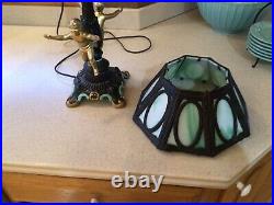 Vintage Cherub & Slag Glass Lamp Hollywood regency MCM Art Deco Antique Table