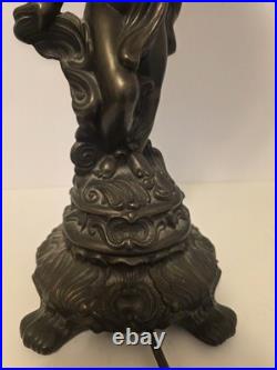 Vintage Cherub Table Lamp Pink Slag Glass Style Shade Hollywood Reg Art Nouveau Vintage Cherub Table Lamp Pink Slag Glass Style Shade Hollywood Reg Art Nouveau