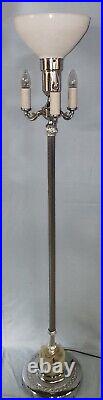 Vintage Chrome Mogul Torchiere Candelabra Floor Lamp Slag Glass Light up Base