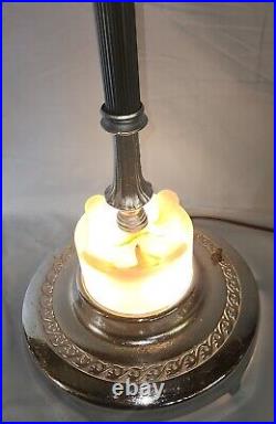 Vintage Chrome Mogul Torchiere Candelabra Floor Lamp Slag Glass Light up Base