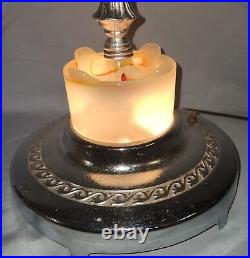 Vintage Chrome Mogul Torchiere Candelabra Floor Lamp Slag Glass Light up Base