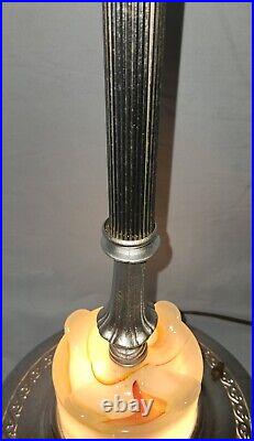 Vintage Chrome Mogul Torchiere Candelabra Floor Lamp Slag Glass Light up Base