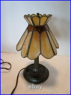 Vintage Classical SLAG GLASS & Metal TABLE LAMP #9771 LOEVSKY & LOEVSKY 1950s