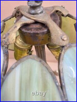 Vintage Curved Slag Stained Glass Tulip Lamp 8 Panels 24 tall