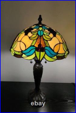 Vintage Dale Tiffany 28 Slag Glass Table Lamp With Grape Jewels & Green Leaves