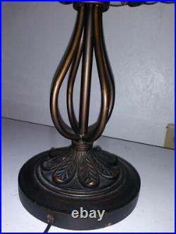 Vintage Dale Tiffany Stained Slag Glass Lamp Pink Lavender blue 24 x 20 HUGE