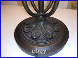 Vintage Dale Tiffany Stained Slag Glass Lamp Pink Lavender blue 24 x 20 HUGE