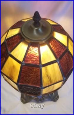 Vintage EF EF Industries 1970 Slag Glass 3 Way Table Lamp #338